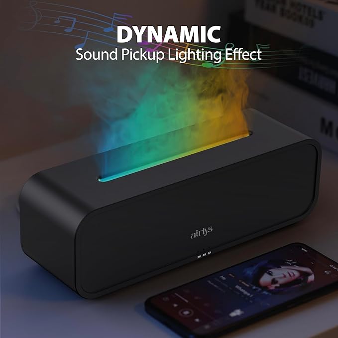 Aroma Dynamic Diffuser with 15 ml Premium Essential Oil. 250ml Tank with Music Sync Flame Light, Aromatherapy Humidifier, Remote Control, 7 Color LED, Ultra Quiet, Timer, USB-C Powered