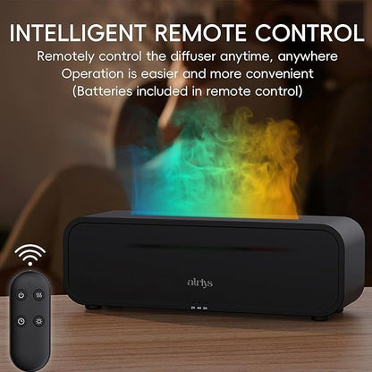 Aroma Dynamic Diffuser with 15 ml Premium Essential Oil. 250ml Tank with Music Sync Flame Light, Aromatherapy Humidifier, Remote Control, 7 Color LED, Ultra Quiet, Timer, USB-C Powered