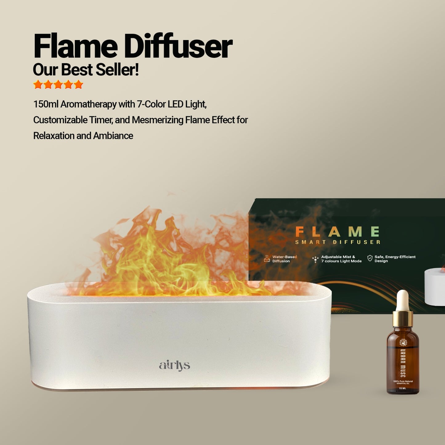 Flame Humidifier Diffuser With 15ML Oil